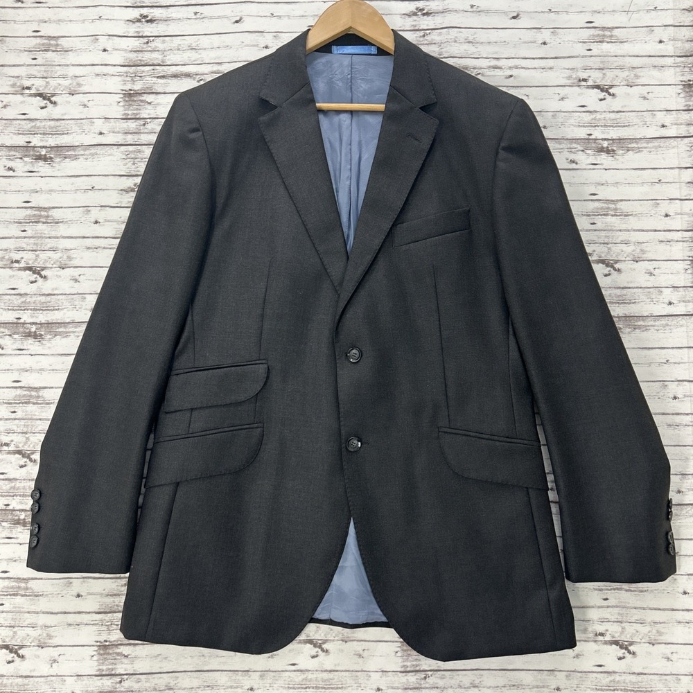 Hackett London Jacket Blazer Gray 3 Pocket Loro Piana Super 130s Wool Men 42R